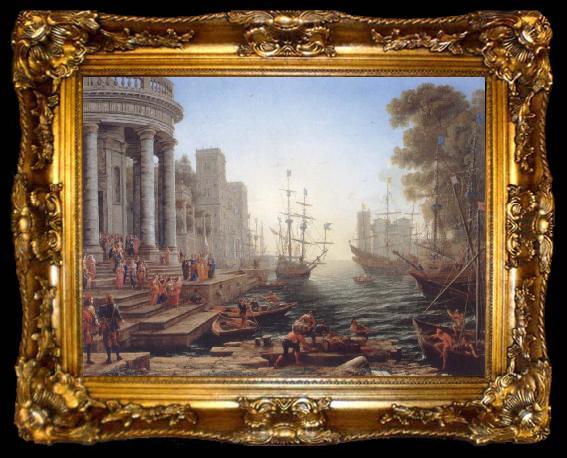 framed  Claude Lorrain Seaport with the embarkation of Saint Ursula, ta009-2